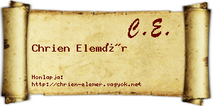 Chrien Elemér névjegykártya
